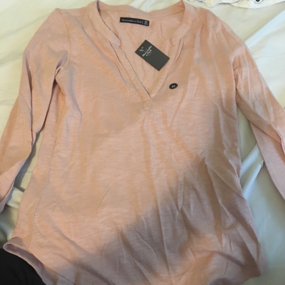 Abercrombie & Fitch Pink V-neck long-sleeve Shirt